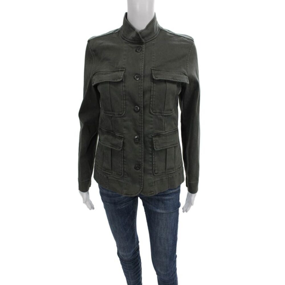 Rails Womens Military Jacket Green Cotton Button Long Sleeve Size XS